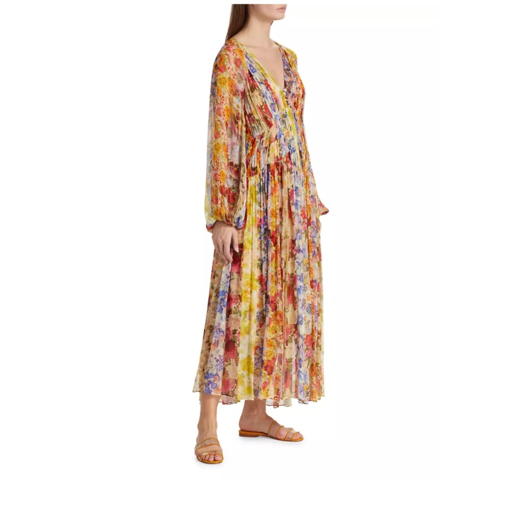 Zimmermann Wonderland Floral Midi Dress, Brand size: 2, US Size: 6-8
